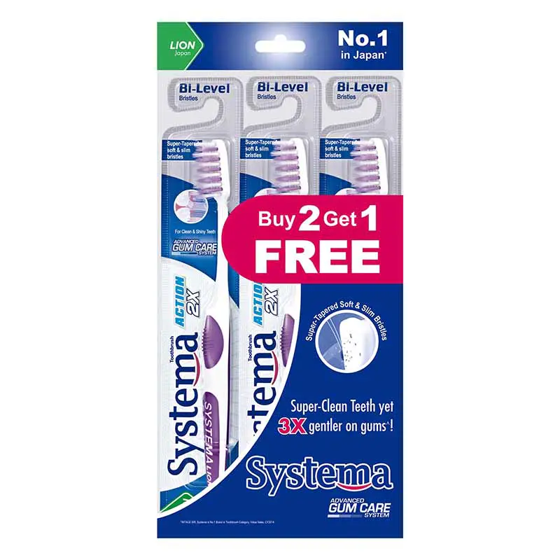 Systema Action 2S Toothbrush B2G1 Value Pack