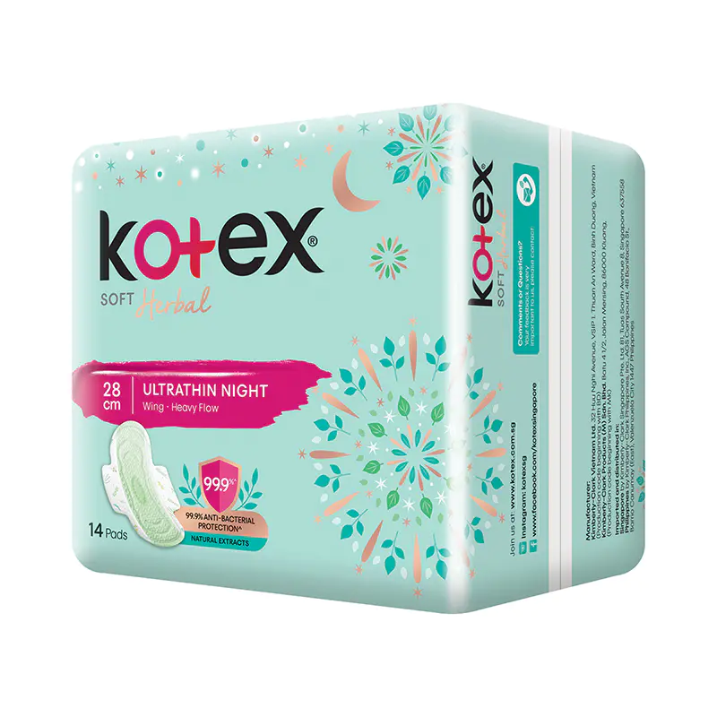 Kotex Soft Herbal Ultrathin Night Wing Pads Heavy 28CM 14s