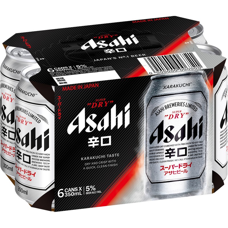 Asahi Super Dry Beer Can 6 X 350ML