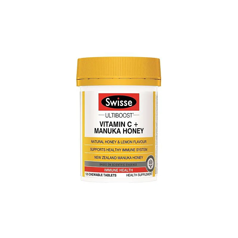 Swisse Ultiboost Vitamin C + Manuka Honey 
120 chewable tablets .