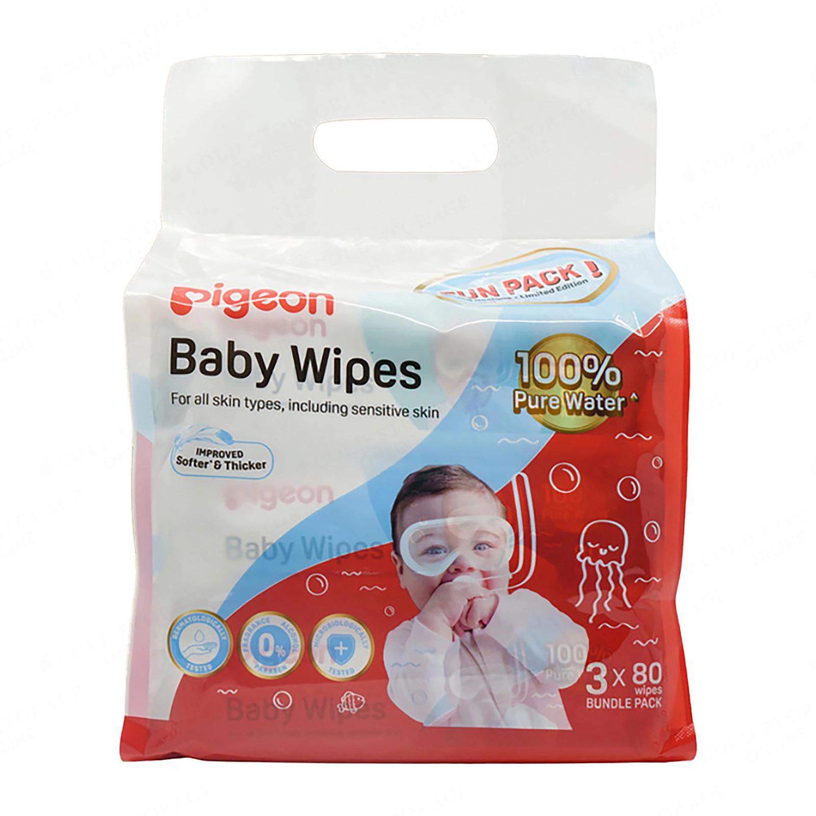 Pigeon 100% Pure Water Baby Wipes 3X80s