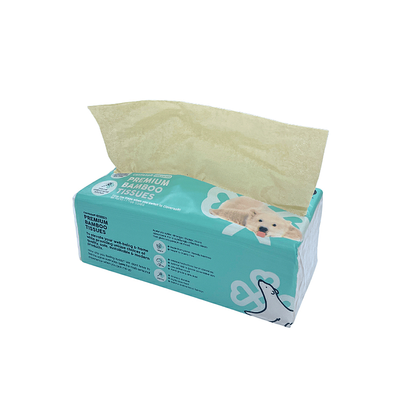 Cloversoft Plant-Based Unbleached Bamboo Facial Tissues 3 Ply 4 x 130 Sheets