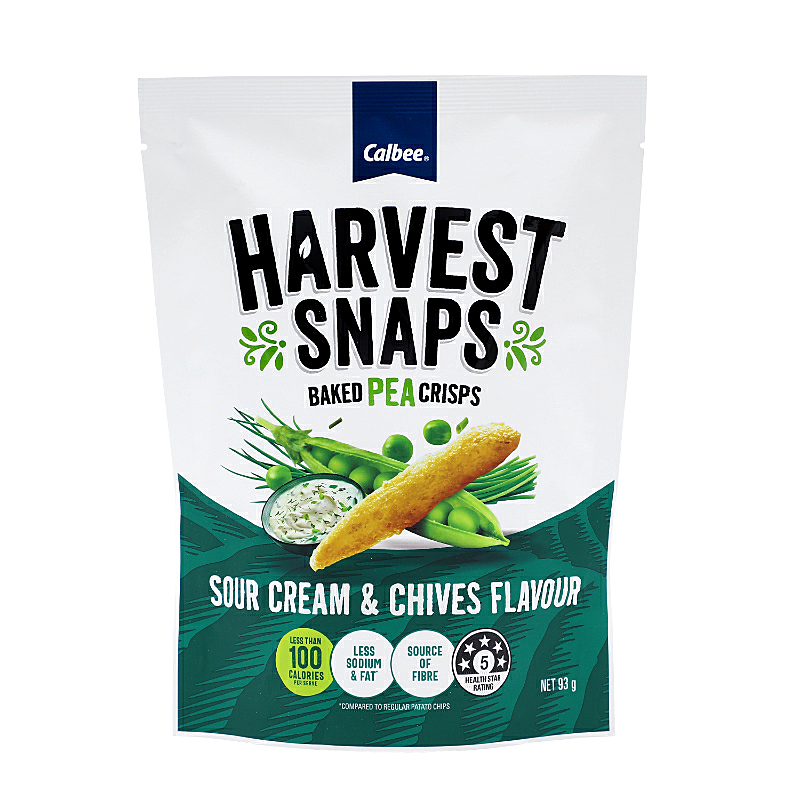 Calbee Harvest Snaps Baked Pea Sour Cream & Chives 93g